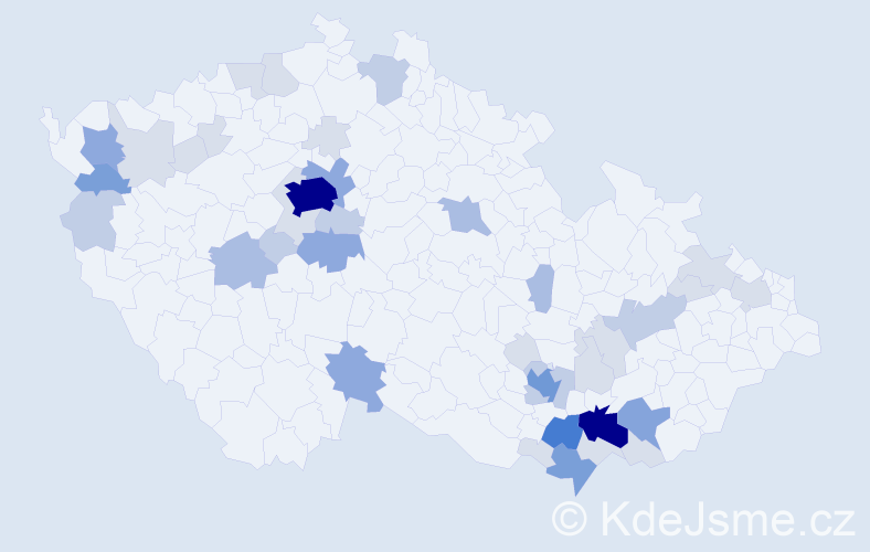 Příjmení: 'Kunická', počet výskytů 132 v celé ČR