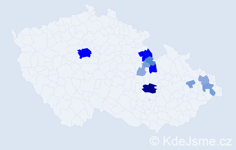 Příjmení: 'Klekar', počet výskytů 33 v celé ČR