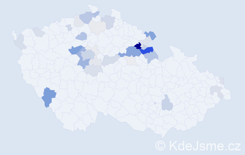 Příjmení: 'Panenka', počet výskytů 159 v celé ČR