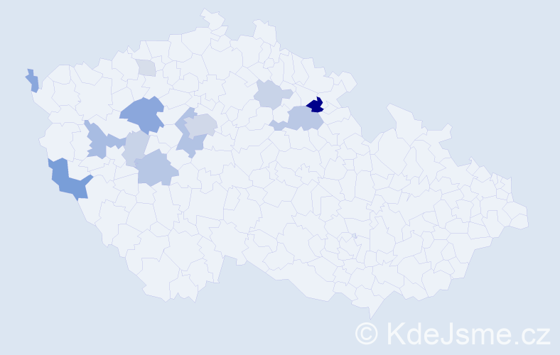Příjmení: 'Mochan', počet výskytů 37 v celé ČR