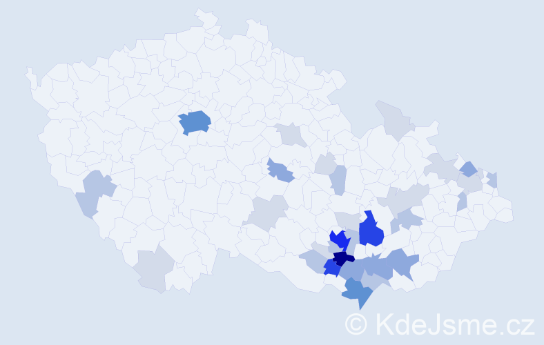 Příjmení: 'Klouparová', počet výskytů 107 v celé ČR