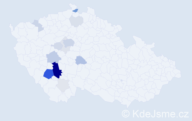 Příjmení: 'Čuřín', počet výskytů 48 v celé ČR