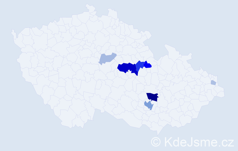 Příjmení: 'Tererová', počet výskytů 23 v celé ČR
