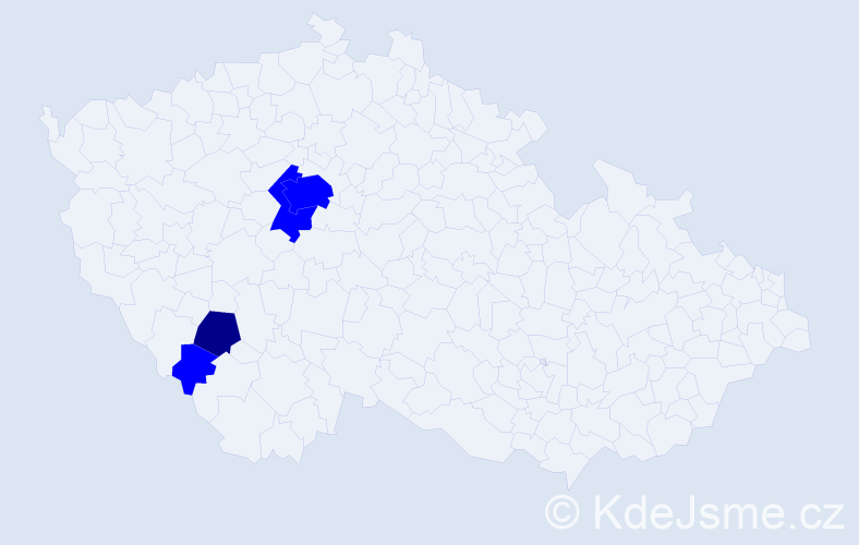 Příjmení: 'Báče', počet výskytů 5 v celé ČR