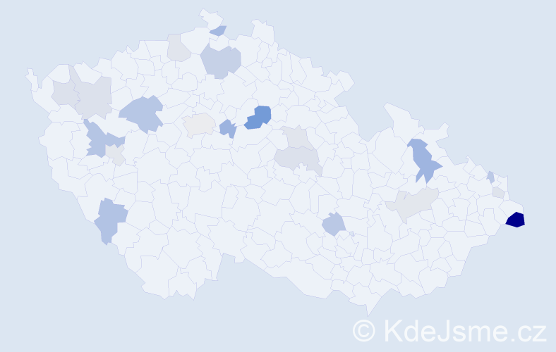 Příjmení: 'Kuliková', počet výskytů 34 v celé ČR