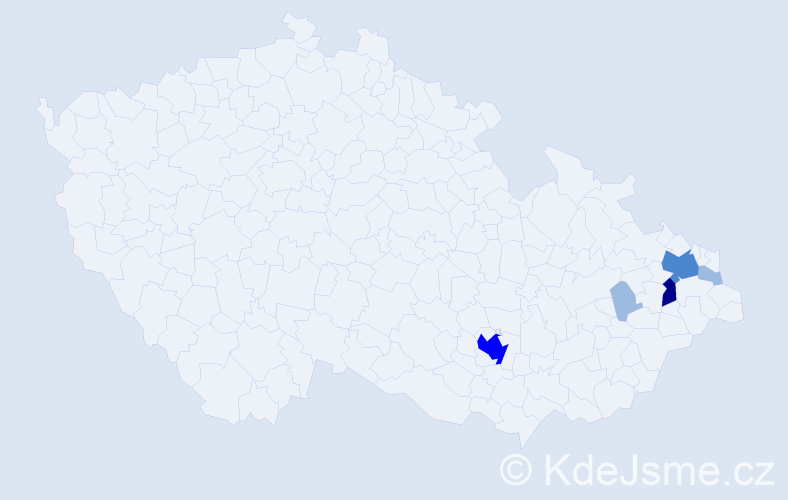 Příjmení: 'Kubaliková', počet výskytů 12 v celé ČR