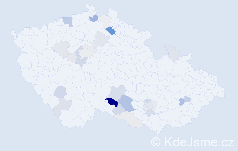Příjmení: 'Tušer', počet výskytů 67 v celé ČR