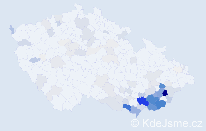Příjmení: 'Kolaja', počet výskytů 369 v celé ČR