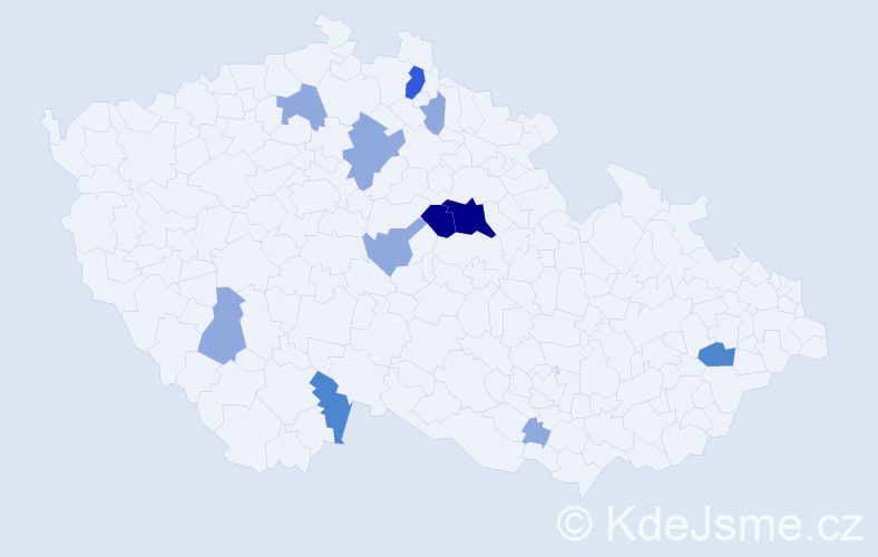 Příjmení: 'Hačko', počet výskytů 25 v celé ČR