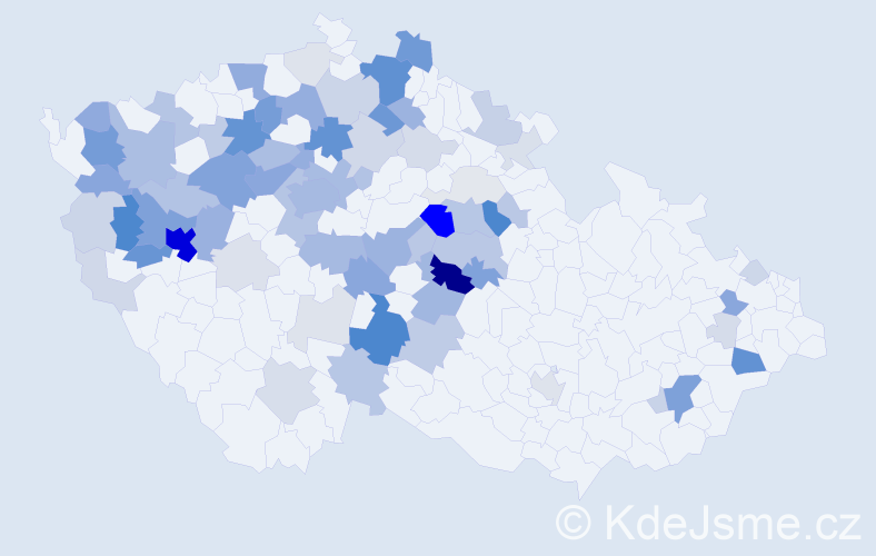 Příjmení: 'Šteklová', počet výskytů 270 v celé ČR
