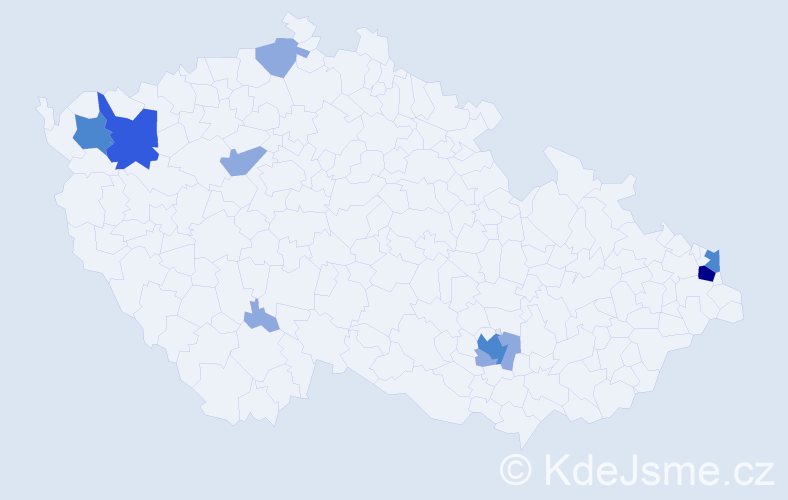 Příjmení: 'Bakanová', počet výskytů 18 v celé ČR