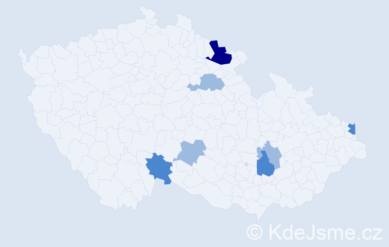 Příjmení: 'Cekul', počet výskytů 13 v celé ČR