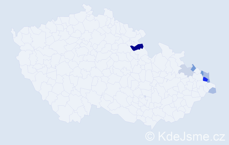 Příjmení: 'Kiszka', počet výskytů 38 v celé ČR