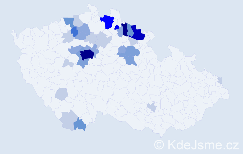 Příjmení: 'Udatný', počet výskytů 98 v celé ČR