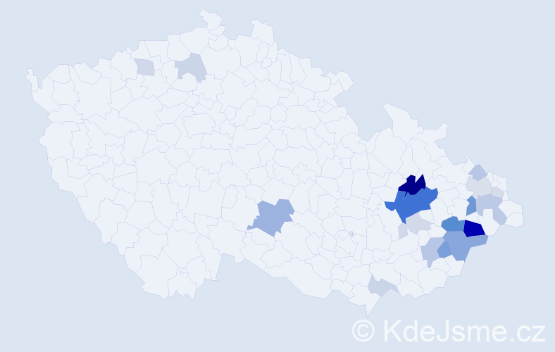 Příjmení: 'Barglová', počet výskytů 51 v celé ČR