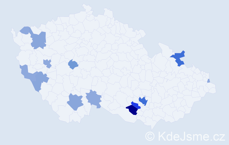Příjmení: 'Eckl', počet výskytů 39 v celé ČR