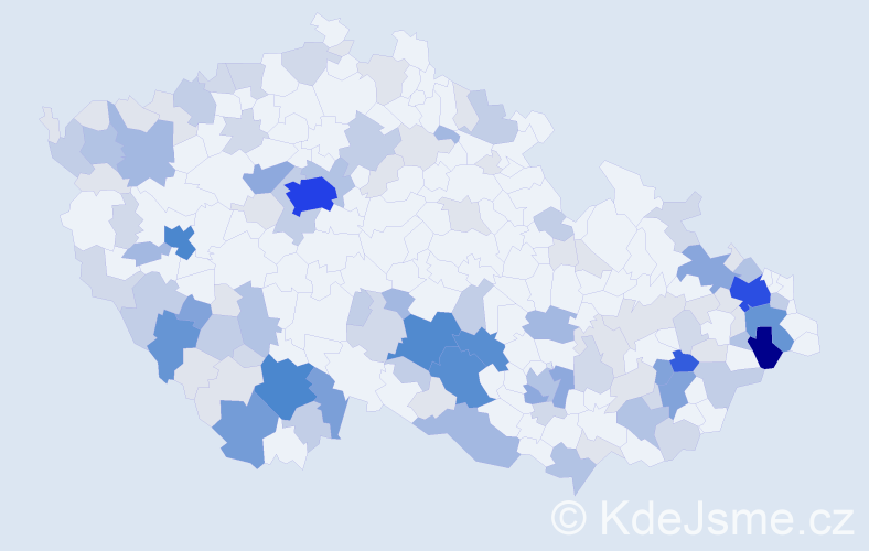 Příjmení: 'Pavelcová', počet výskytů 413 v celé ČR
