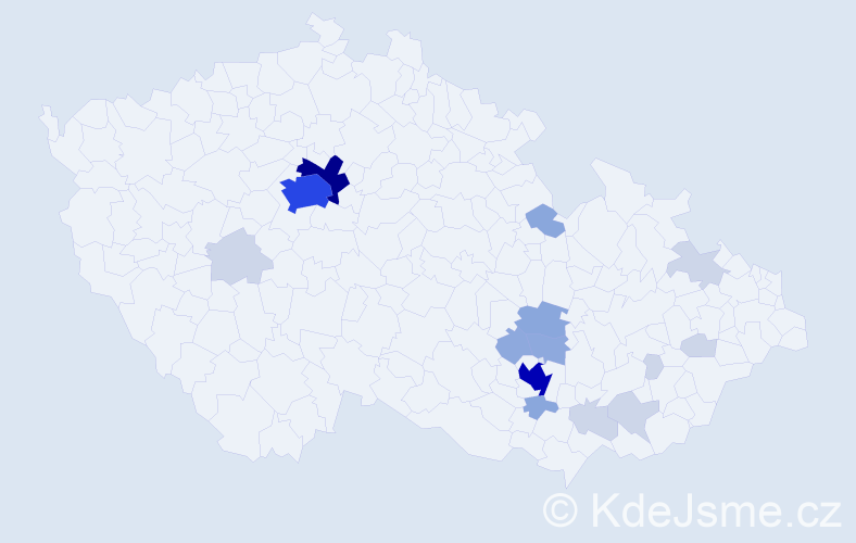 Příjmení: 'Krkavec', počet výskytů 55 v celé ČR