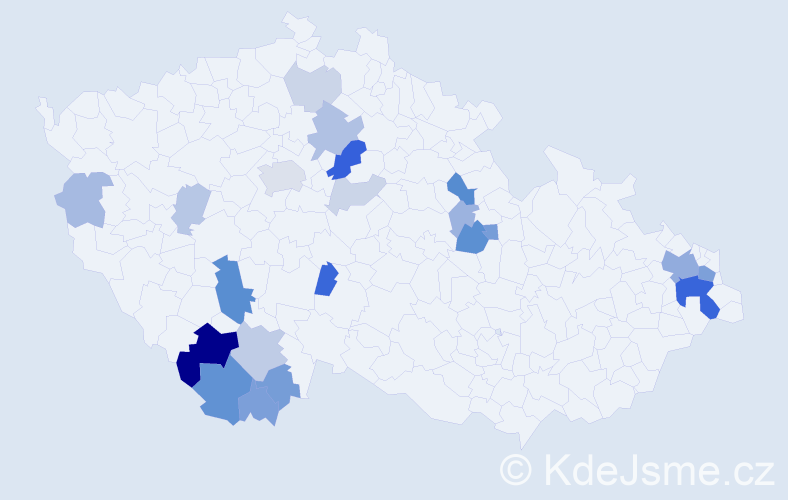 Příjmení: 'Rajko', počet výskytů 59 v celé ČR