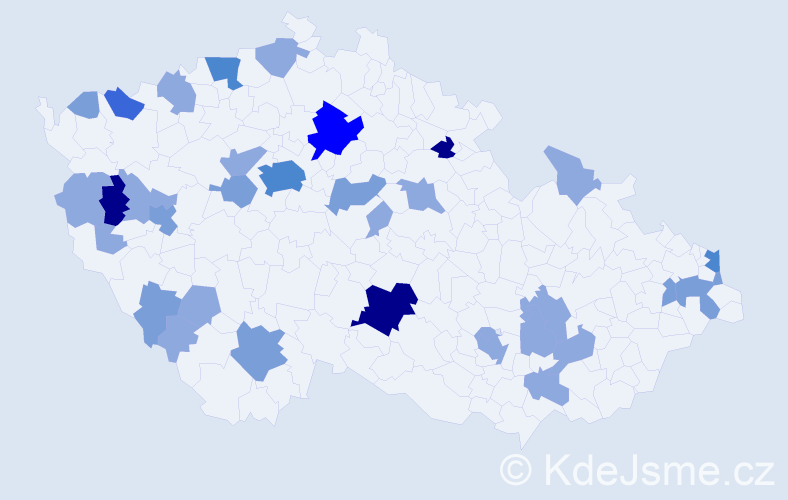 Příjmení: 'Kriška', počet výskytů 74 v celé ČR