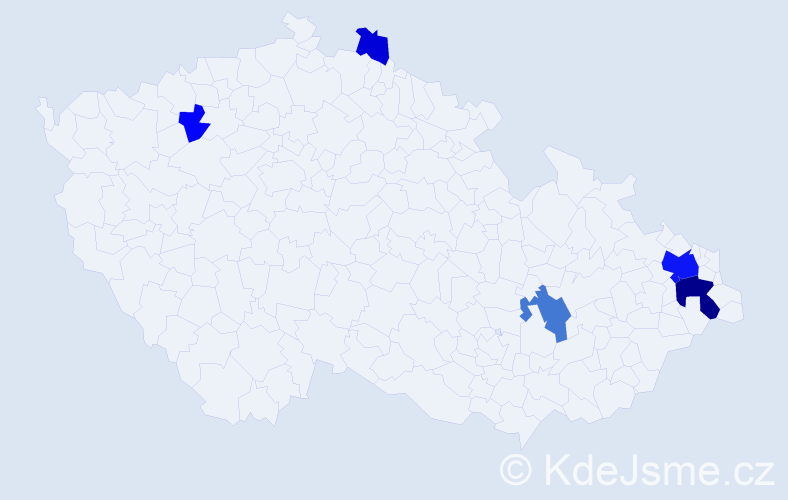 Příjmení: 'Pazděra', počet výskytů 15 v celé ČR