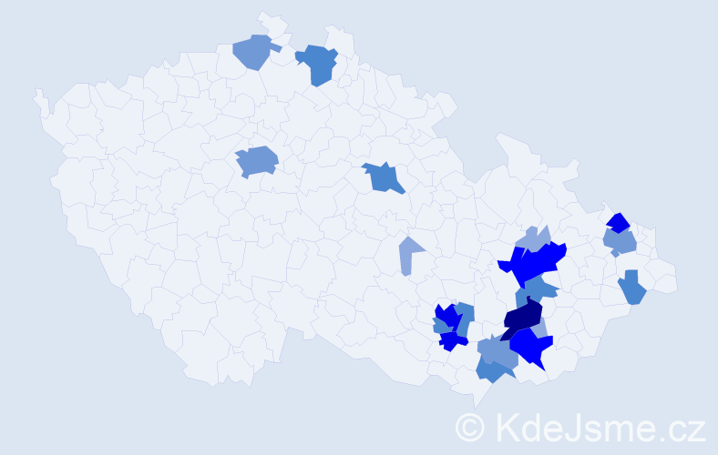 Příjmení: 'Marčák', počet výskytů 58 v celé ČR