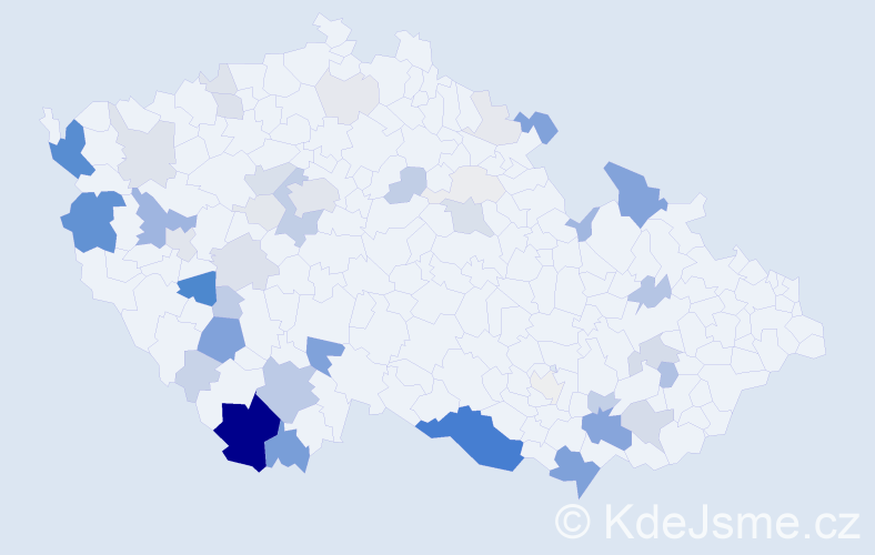 Příjmení: 'Rolník', počet výskytů 205 v celé ČR
