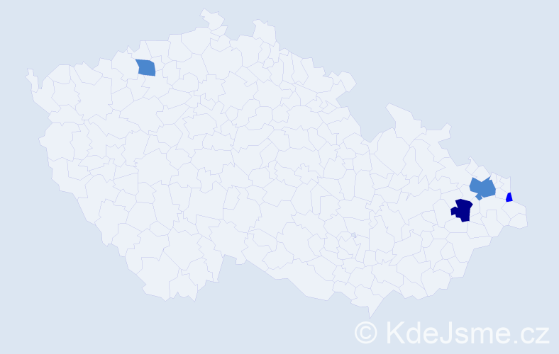 Příjmení: 'Klundová', počet výskytů 7 v celé ČR