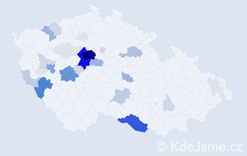 Příjmení: 'Kotáb', počet výskytů 146 v celé ČR