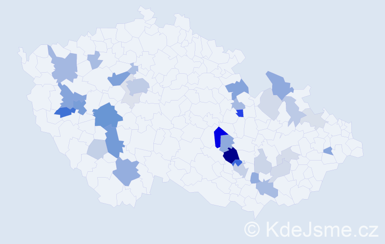 Příjmení: 'Záluská', počet výskytů 98 v celé ČR