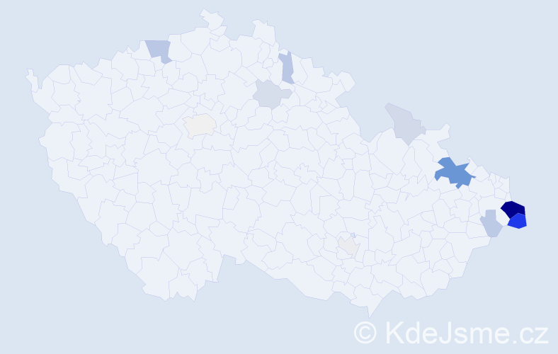 Příjmení: 'Dudys', počet výskytů 50 v celé ČR