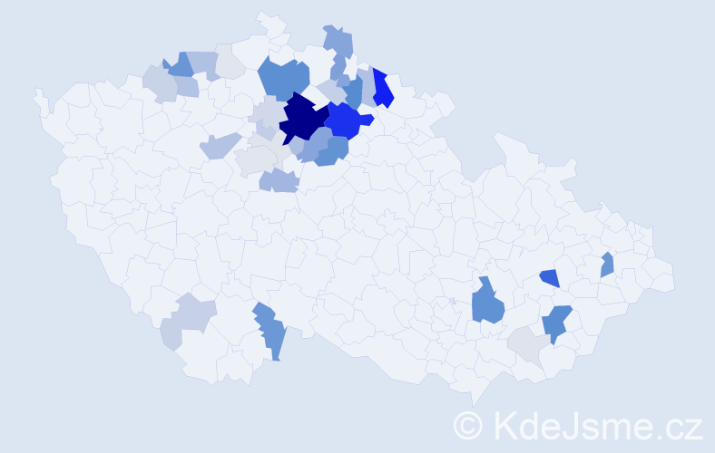 Příjmení: 'Klacek', počet výskytů 143 v celé ČR