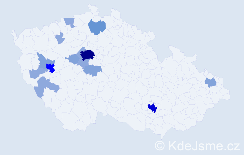Příjmení: 'Kračmer', počet výskytů 39 v celé ČR