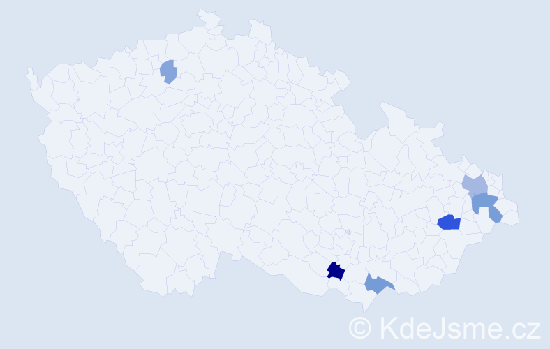 Příjmení: 'Moniaková', počet výskytů 19 v celé ČR