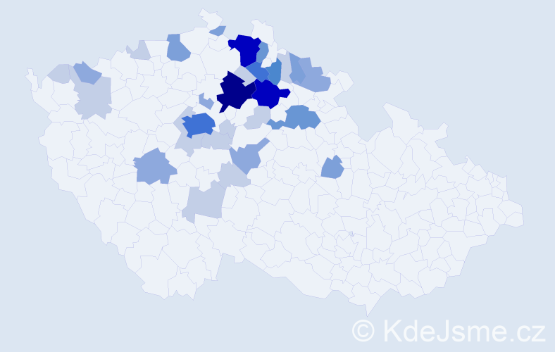 Příjmení: 'Vaňoučková', počet výskytů 89 v celé ČR