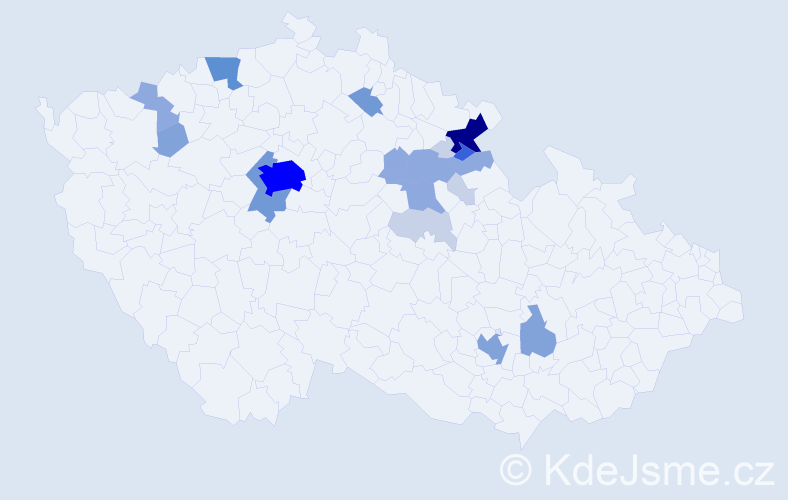Příjmení: 'Vintera', počet výskytů 63 v celé ČR