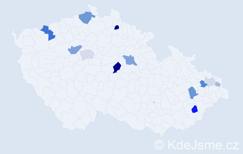 Příjmení: 'Károlyiová', počet výskytů 19 v celé ČR