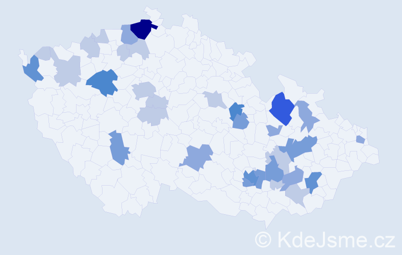 Příjmení: 'Pavlák', počet výskytů 78 v celé ČR