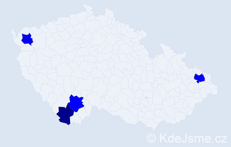 Příjmení: 'Kupčiková', počet výskytů 5 v celé ČR