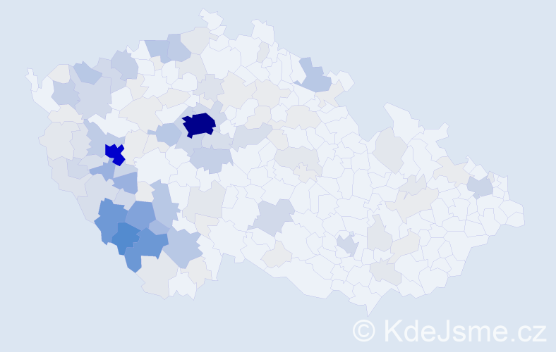 Příjmení: 'Kůs', počet výskytů 519 v celé ČR