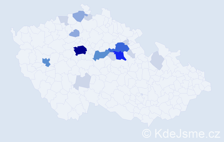 Příjmení: 'Křovák', počet výskytů 55 v celé ČR