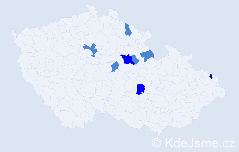 Příjmení: 'Dadíková', počet výskytů 12 v celé ČR