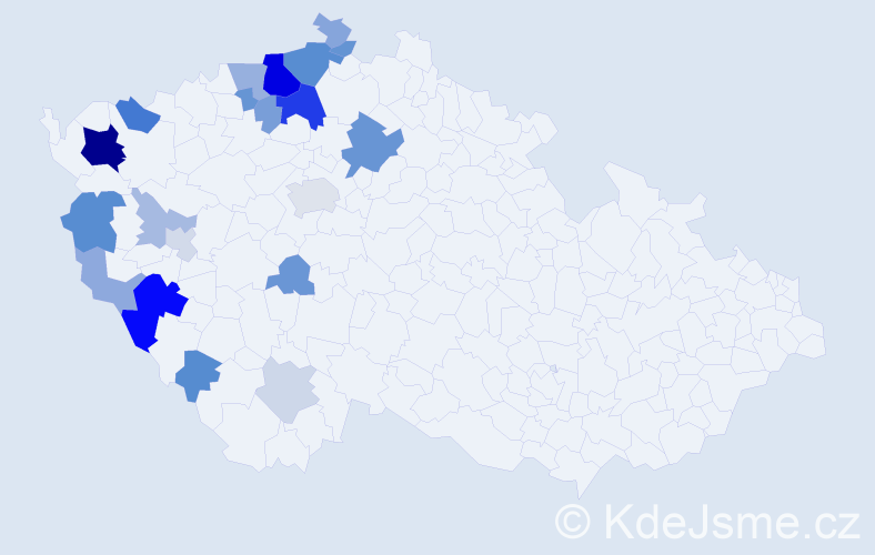 Příjmení: 'Proftová', počet výskytů 56 v celé ČR