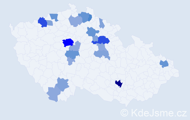 Příjmení: 'Klepl', počet výskytů 59 v celé ČR