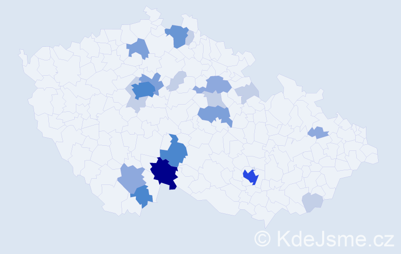 Příjmení: 'Emr', počet výskytů 58 v celé ČR