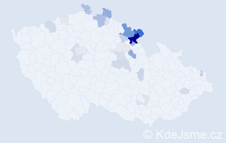 Příjmení: 'Kleprlík', počet výskytů 76 v celé ČR