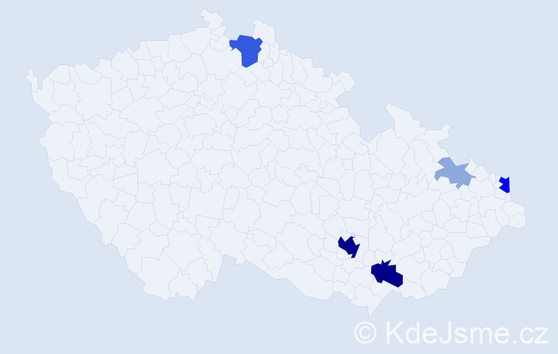 Příjmení: 'Kotuč', počet výskytů 18 v celé ČR