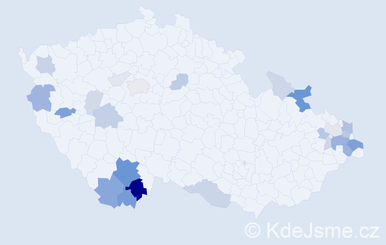 Příjmení: 'Belešová', počet výskytů 69 v celé ČR