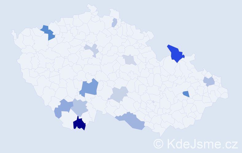 Příjmení: 'Kozak', počet výskytů 27 v celé ČR