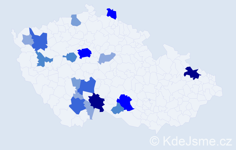 Příjmení: 'Kravarová', počet výskytů 58 v celé ČR